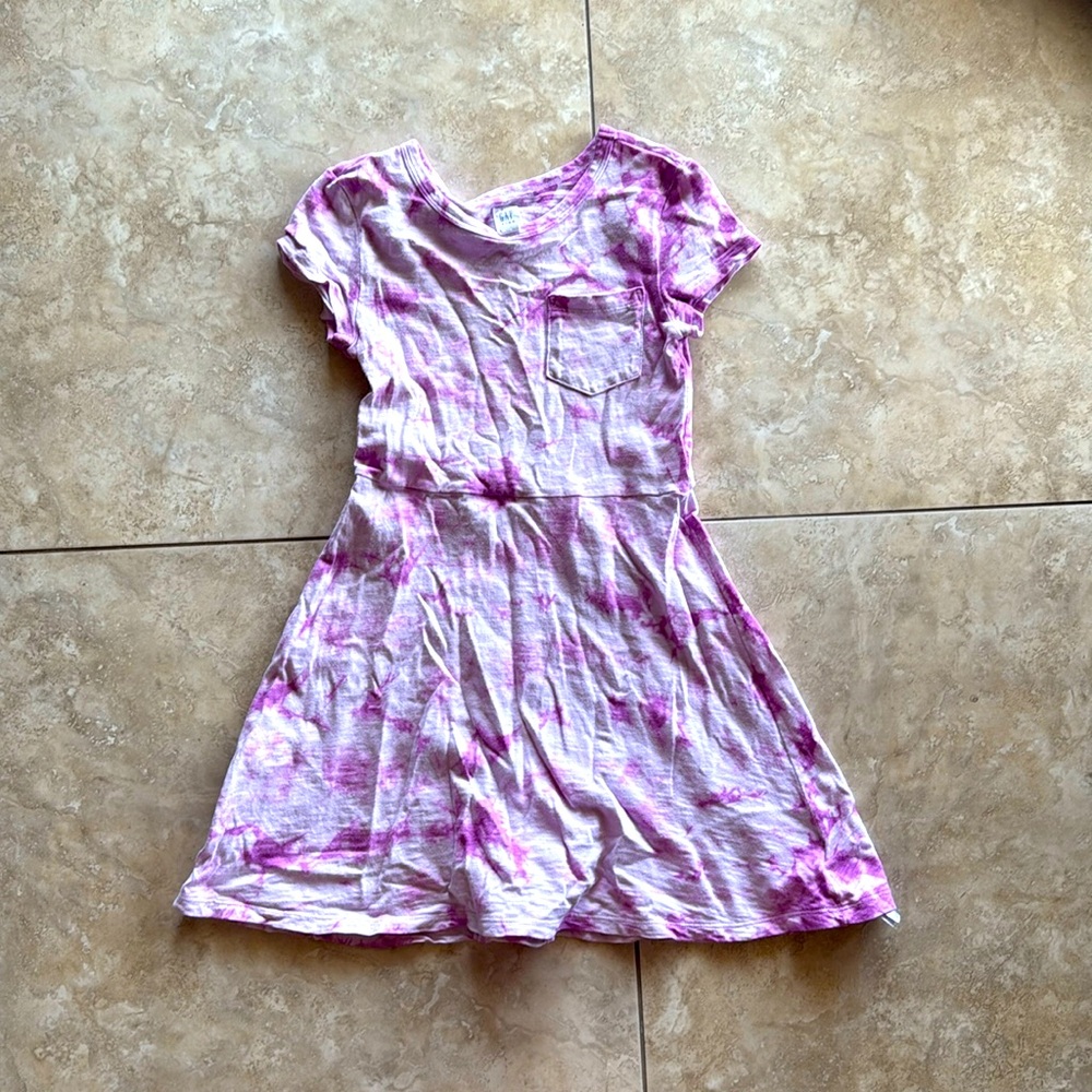 Gap Kids Purple Short Sleeve Tie Dye Dress, Size Small